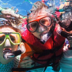 A family snorkeling