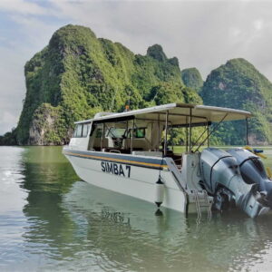 Simba's boat anchored and on its way towards Phang Nga Bay